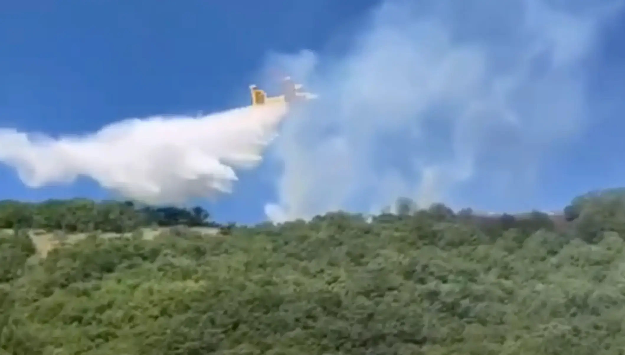 Incendio boschivo a Ponte Pattoli, Vigili del Fuoco e canadair al lavoro