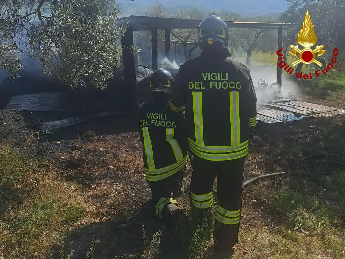 Fiamme in una rimessa agricola, intervento lampo dei Vigili del Fuoco
